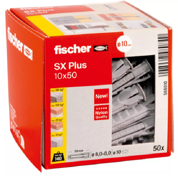 207651-4006209700105-CAJA-TACOS-NYLON-SX-10-50UND-REF-579282-FISCHER CAJA TACOS NYLON SX-10 50UND REF,568010 (ANTES 70010) FISCHER - Imagen 1