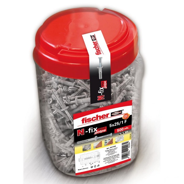 209525-4048962402964-BOTE-PLASTICO-TACO-CLAVABLE-N-FIX-5X25-500UND-REF-557755-FISCHER Bote plástico taco clavable N-FIX 5x25 500und 557755 PLASTICO FISCHER - Imagen 1